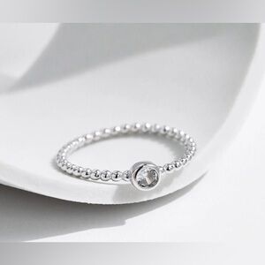 0.1 ct Round Brilliant Rhodium Plated 925 Sterling Silver Moissanite Round Rings